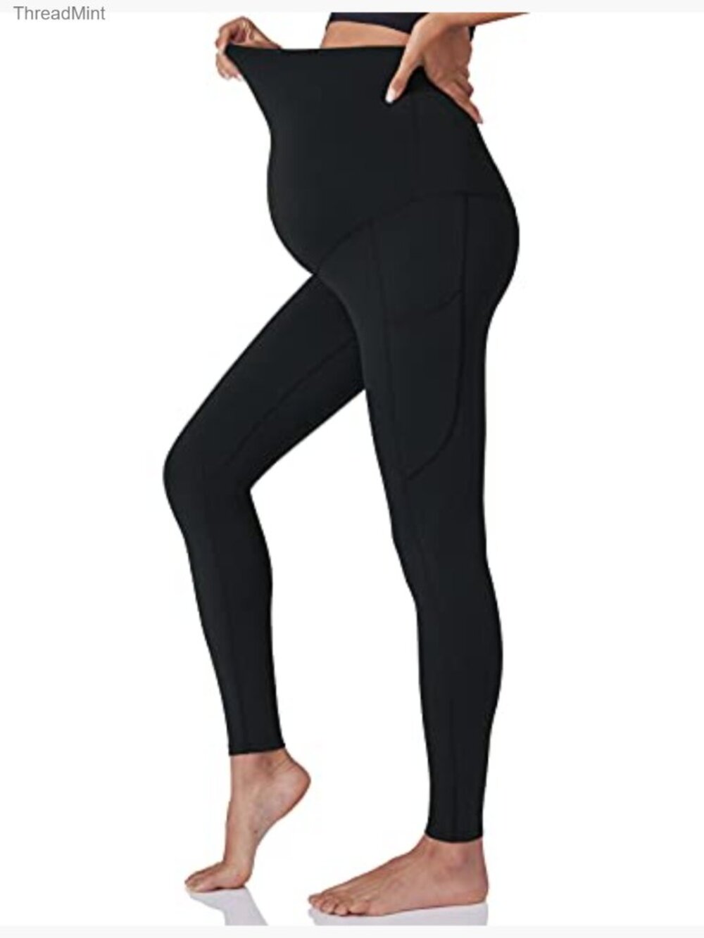 Maternity Workout Leggings Over The Belly Yoga Pants with Pockets Activewear - Picture 2 of 7